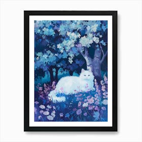 White Cat In The Forest 3 Art Print