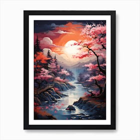 Cherry Blossom Sunset 4 Art Print