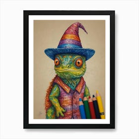 Lizard In A Hat Art Print