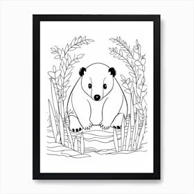 Line Art Jungle Animal Tamandua 3 Art Print