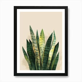 Snake Plant Minimalist Illustration 4 Art Print