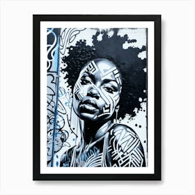 Graffiti Mural Of Beautiful Black Woman 137 Art Print