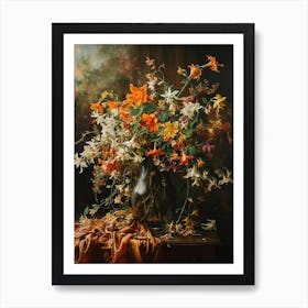 Baroque Floral Still Life Columbine 1 Art Print