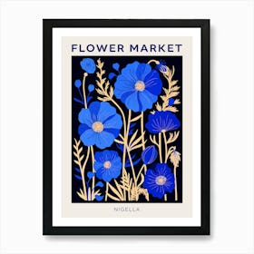 Blue Flower Market Poster Love In A Mist Nigella 5 Art Print