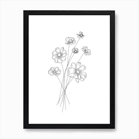 Lineart Flowers Art Print