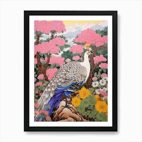 Aster And Bird 3 Vintage Japanese Botanical Art Print