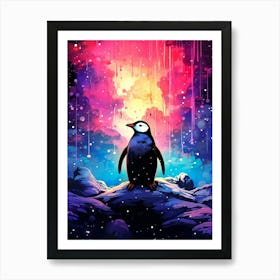 Penguin In Space Art Print