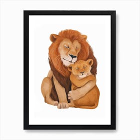 Barbary Lion Family Bonding Clipart 4 Art Print