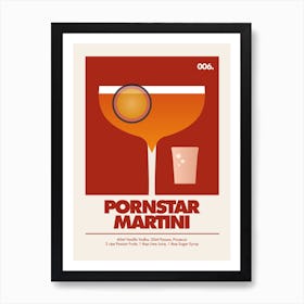 Pornstar Martini, Cocktail Print (Burnt Orange) Art Print