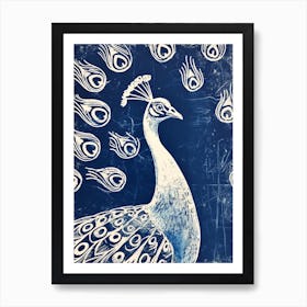 Peacock Pattern Linocut Inspired 1 Art Print