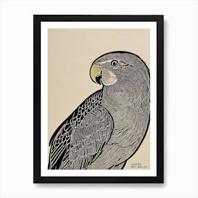 Parrot 2 Linocut Bird Art Print