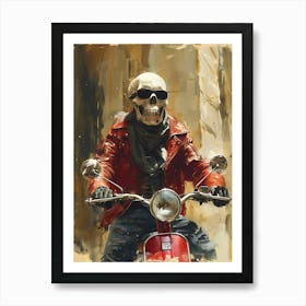 Skeleton On A Moped 2 Art Print