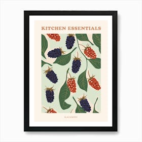 Blackberry & Leaves Tile Illustration Poster Art Print