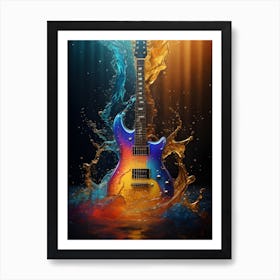 Electric Guitar In Water Art Print