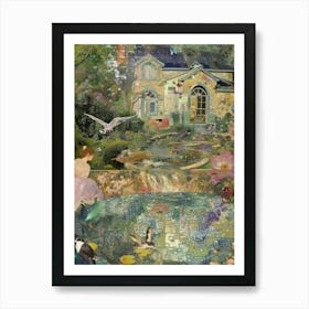 Pond Monet Fairies Scrapbook Collage 1 Art Print