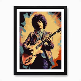 Jimi Hendrix Retro Portrait 1 Art Print