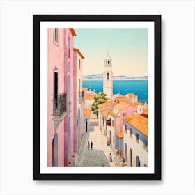 Zadar Croatia 2 Vintage Pink Travel Illustration Poster