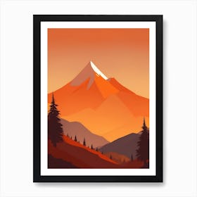 Misty Mountains Vertical Background In Orange Tone 35 Art Print