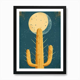 Moon Cactus Minimalist Abstract Illustration 2 Art Print