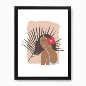 Summer Cutout Girl With Hibiscus Art Print