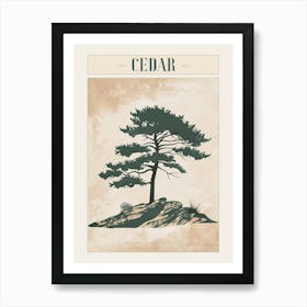Cedar Tree Minimal Japandi Illustration 1 Poster Art Print