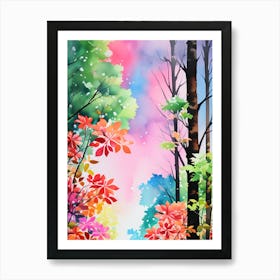 Watercolor Of Autumn Trees 1 Art Print