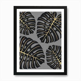 Black and gold leaves 2 Art Print