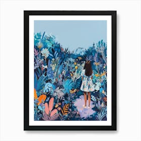 In The Garden Blue 1 Art Print