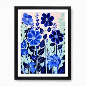 Blue Flower Illustration Delphinium 3 Art Print