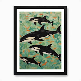 Matisse Style Orca Whales 2 Art Print