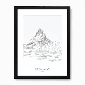 Huascaran Peru Line Drawing 6 Poster Art Print