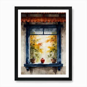 Window With Potted Plants Art Print