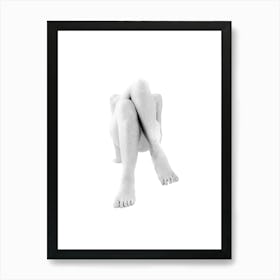 Abstract Female Legs in a Yoga Pose Black And White Minimalist Feminine Boho Abstract Body Positivity Art Print Art Print