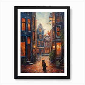 Painting Of Amsterdam With A Cat In The Style Of Renaissance, Da Vinci 2 Art Print