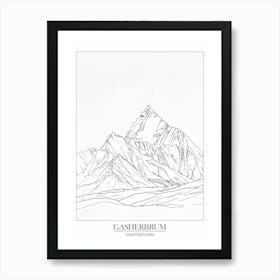 Gasherbrum I Pakistan China Line Drawing 8 Poster Art Print