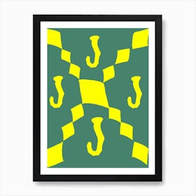 Yellow And Black jack Checkerboard Art Print