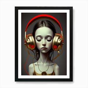 Girl With Headphones 47 Art Print