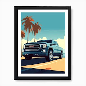 A Gmc Sierra In French Riviera Car Illustration 3 Art Print