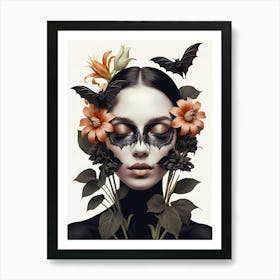 Woman with flowers and buts Art Print