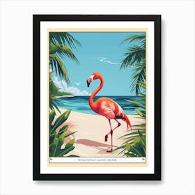 Greater Flamingo Renaissance Island Aruba Tropical Illustration 4 Poster Art Print