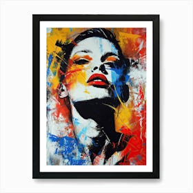 Woman With Red Lipstick, Pop Art 3 Art Print