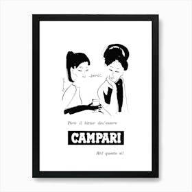 Campari Cocktails Bar Retro Women Italian Poster Art Print