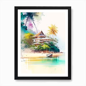 Koh Chang Thailand Watercolour Pastel Tropical Destination Art Print