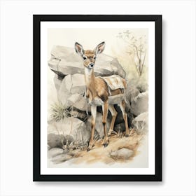 Storybook Animal Watercolour Gazelle 1 Art Print