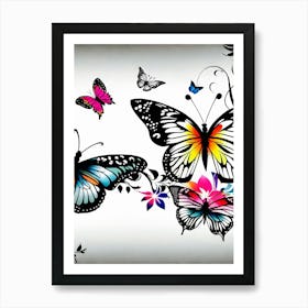 Butterflies And Flowers 11 Art Print