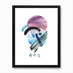 Mixed Watercolour Abstract Pink and Blue Art Print