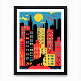 New York City, United States Skyline With A Cat 4 Art Print