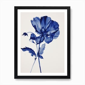 Blue Botanical Tulip Art Print