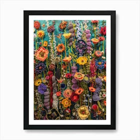 Wild Flowers Knitted In Crochet 3 Art Print