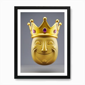 Smiley Face Adorned With A Regal Crown Expression Conveying Royal Happiness Set Against A Detailed Art Print